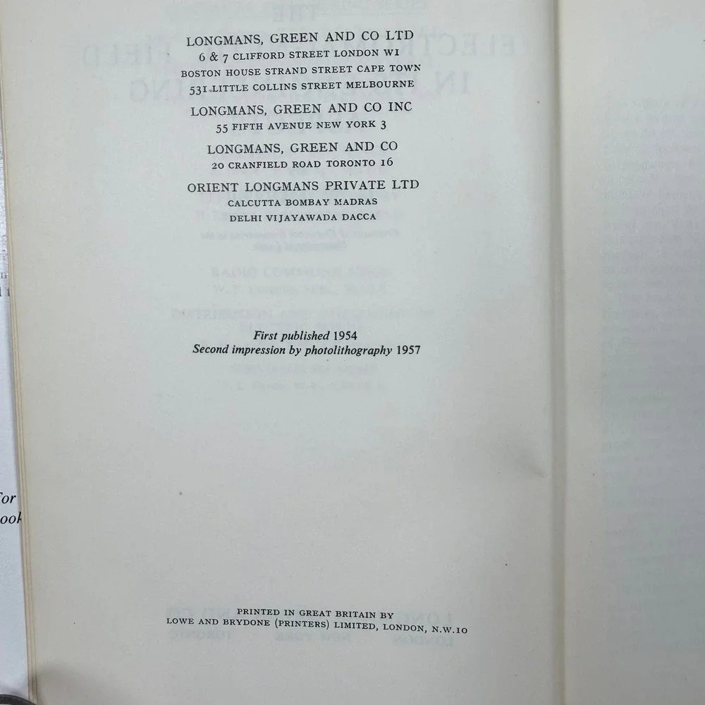 G. W. Carter The Electromagnetic Field in Its Engineering Aspects Hardcover 1957